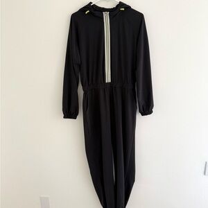 Athleta Dipsea Black Hooded Long Sleeve Jumpsuit 8
